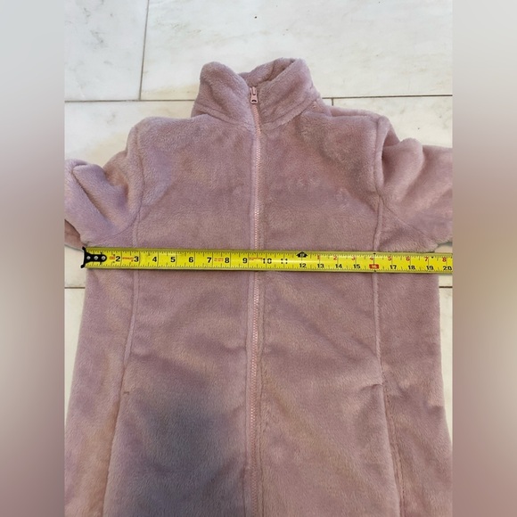 Lands End, ladies medium dusty rose fuzzy cozy warm full zip highneck sweatshirt - Picture 6 of 7